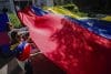Venezolanos radicados en México ondean una bandera de su país durante una manifestación este domingo, en Ciudad de México (México). EFE/Isaac Esquivel