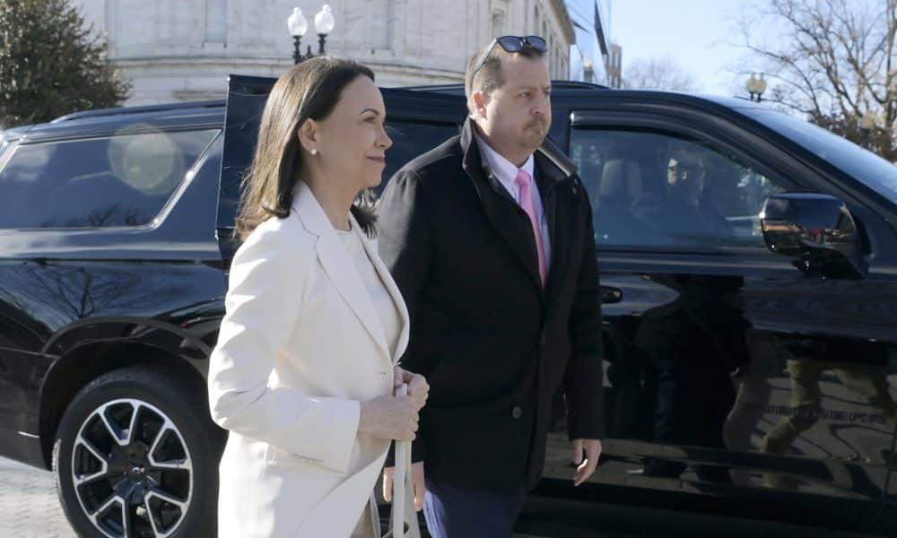 La líder opositora venezolana y Premio Nobel de la Paz, María Corina Machado, llega a la Casa Blanca este 15 de enero de 2026, en Washington (EE.UU.). EFE/ Lenin Nolly