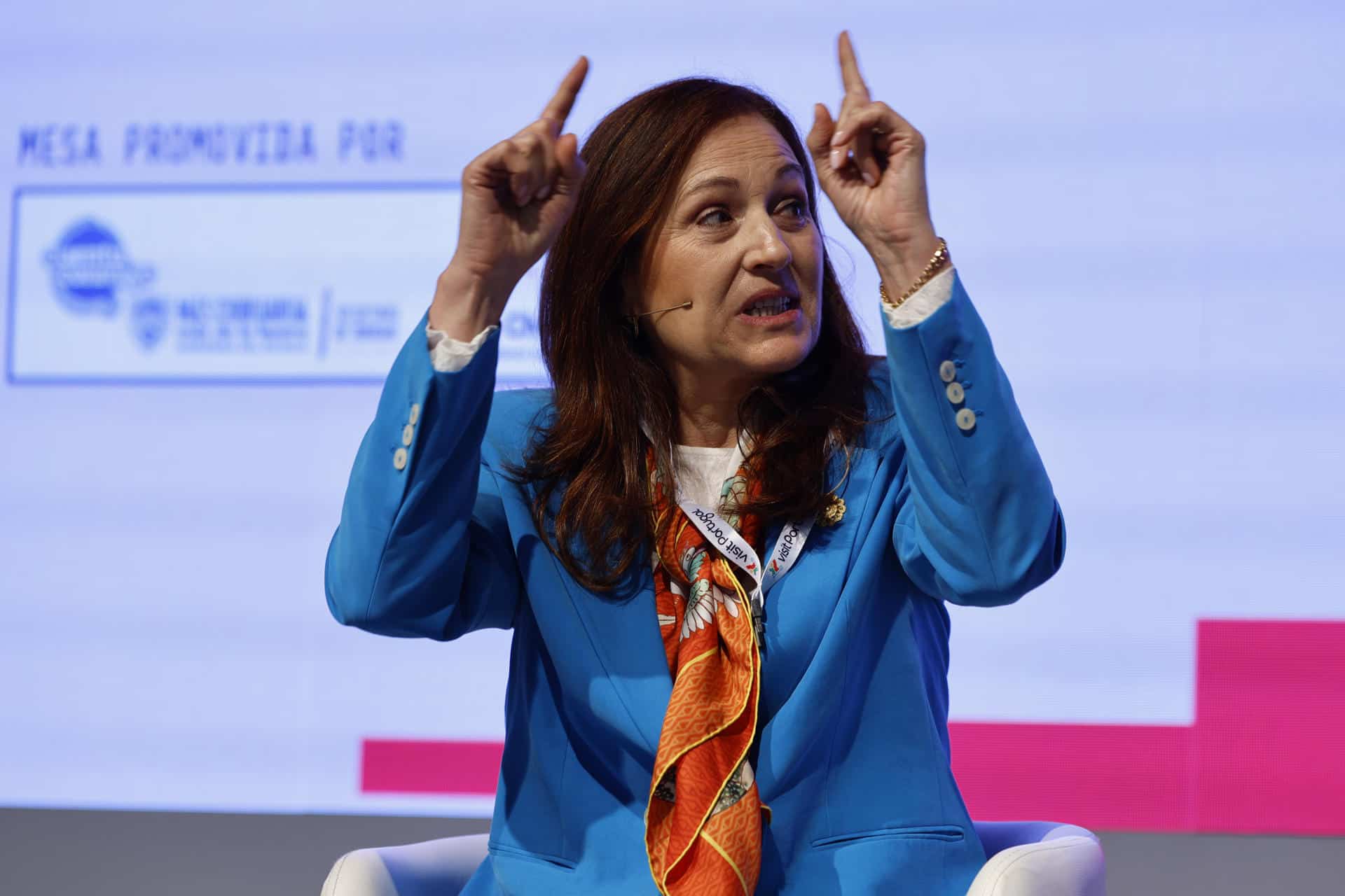 La directora de la oficina de turismo de Portugal en España, Maria de Lurdes Vale, participa en la I Cumbre Internacional de Comunicación y Turismo celebrada en el marco de Fitur 2026, este viernes en Madrid. La primera Cumbre Internacional de Comunicación y Turismo, se organiza en colaboración con la Agencia EFE en el marco de Fitur, con profesionales y líderes del sector turístico, entre ellos representantes de organismos de República Dominicana, España, Brasil, Portugal y México. EFE/Mariscal