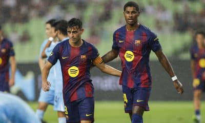 Fotografía de Jeon Heon-kyun, en la que puede verse en una imagen de archivo del 4 de agosto de 2025 a los futbolistas del Barcelona Marcus Rashford (d) y Pedri (d), durante un partido. EFE