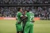 Jugadores de Atlético Nacional celebran un gol durante un partido amistoso en el estadio Atanasio Girardot, en Medellín (Colombia). EFE/ Carlos Ortega
