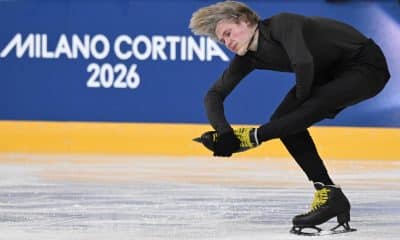 El patinador estadounidense Ilia Malinin entrena en el Ice Skating Arena de Milán, este miércoles. EFE/EPA/DANIEL DAL ZENNARO