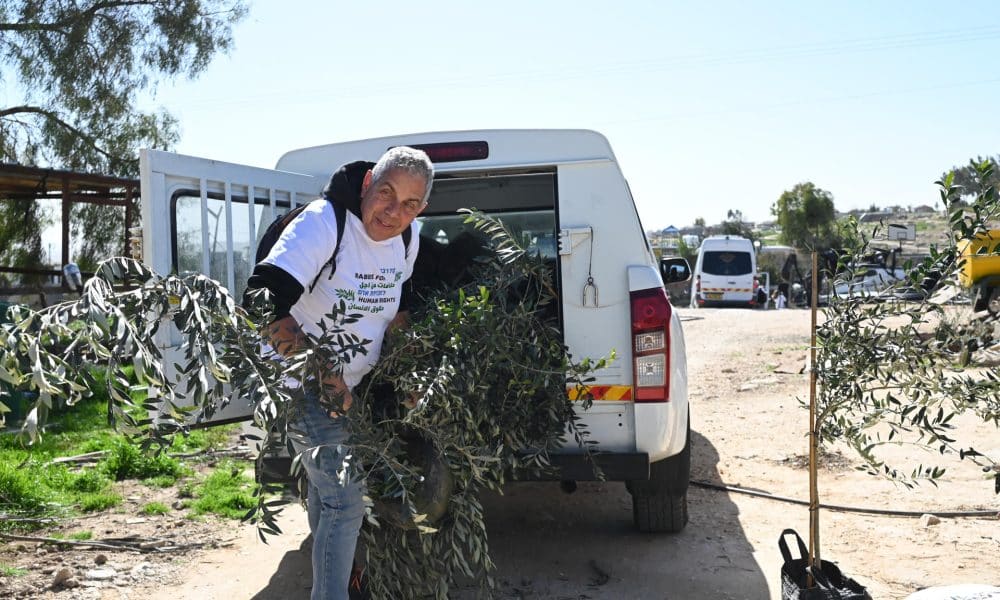 UMM AL KHEIR (-), 02/02/2026.- integrantes de la ONG Rabinos por los Derechos Humanos plantar 300 árboles en la aldea palestina de Umm Al Khair, en la gobernación palestina de Hebrón, acosada desde hace años por la violencia de colonos israelíes. EFE/ Magda Gibelli