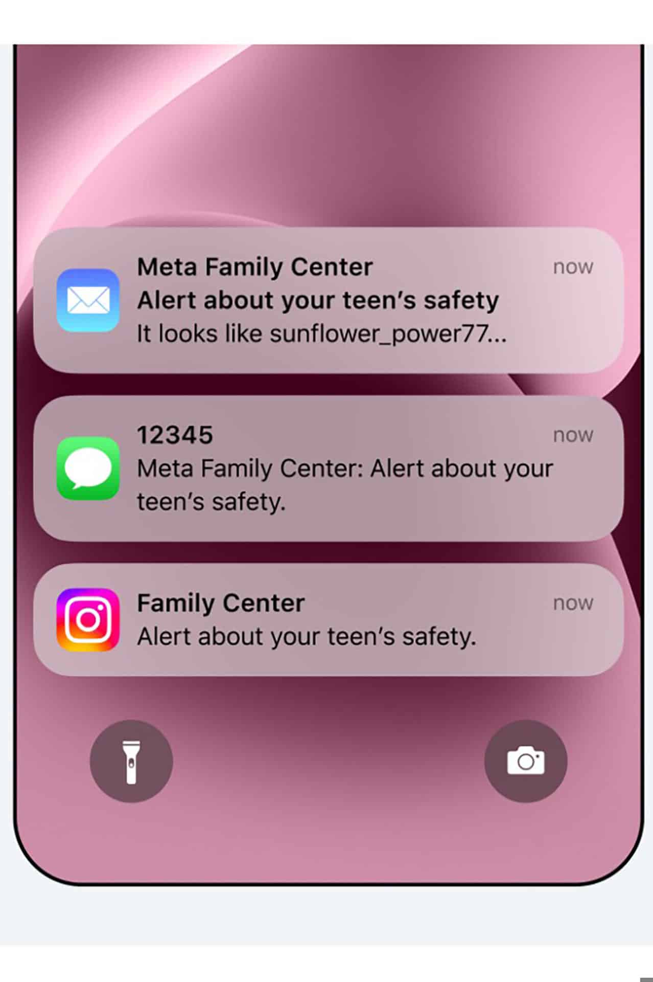 Fotografía cedida que muestra notificaciones en la pantalla de un teléfono móvil. EFE/ Meta