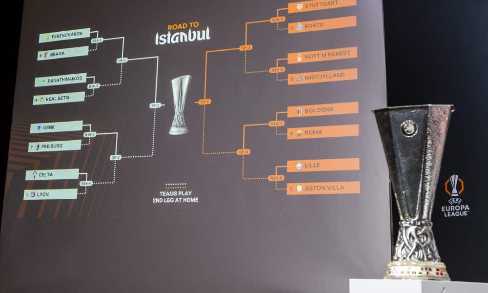 Resultados del sorteo de Liga Europa este viernes en Nyon. EFE/EPA/MARTIAL TREZZINI
