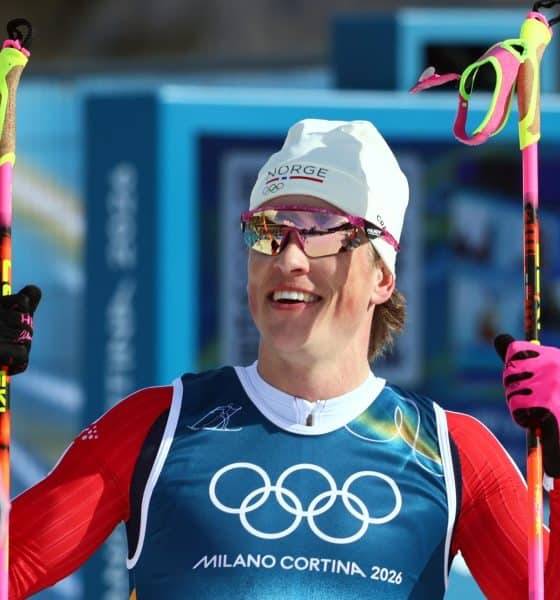 El noruego Johannes Hoesflot Klaebo, durante la prueba de skiatlón de los Juegos Olímpicos de Milán Cortina 2026, disputada el pasado 8 de febrero. EFE/ HANNIBAL HANSCHKE