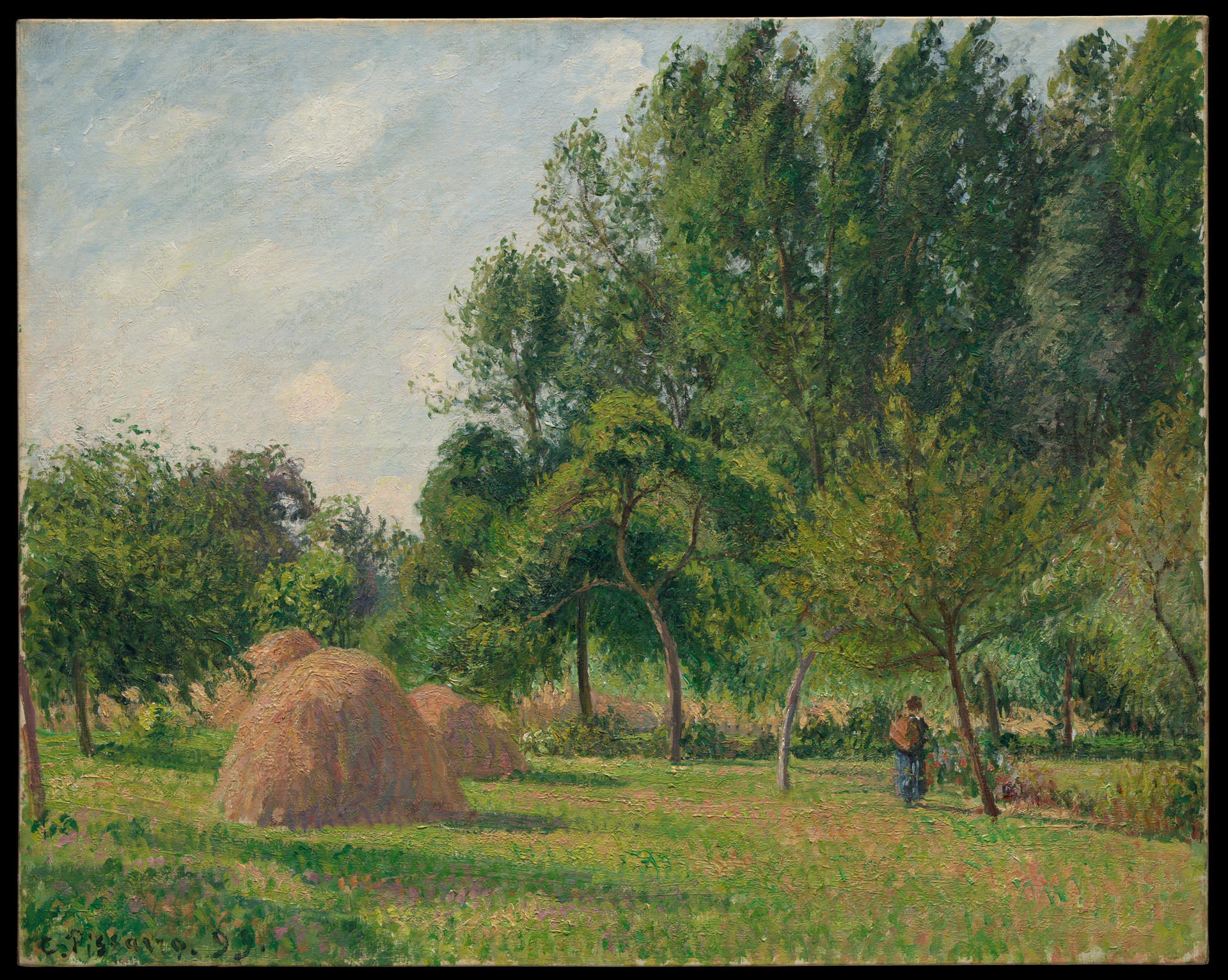 Fotografía cedida por el Museo Metropolitano de Arte de Nueva York (Met) donde se aprecia la obra 'Haystacks, Morning, Eragny' (1899) del artista francés Camille Pissarro. EFE/Met /SOLO USO EDITORIAL /NO VENTAS /SOLO DISPONIBLE PARA ILUSTRAR LA NOTICIA QUE ACOMPAÑA /CRÉDITO OBLIGATORIO