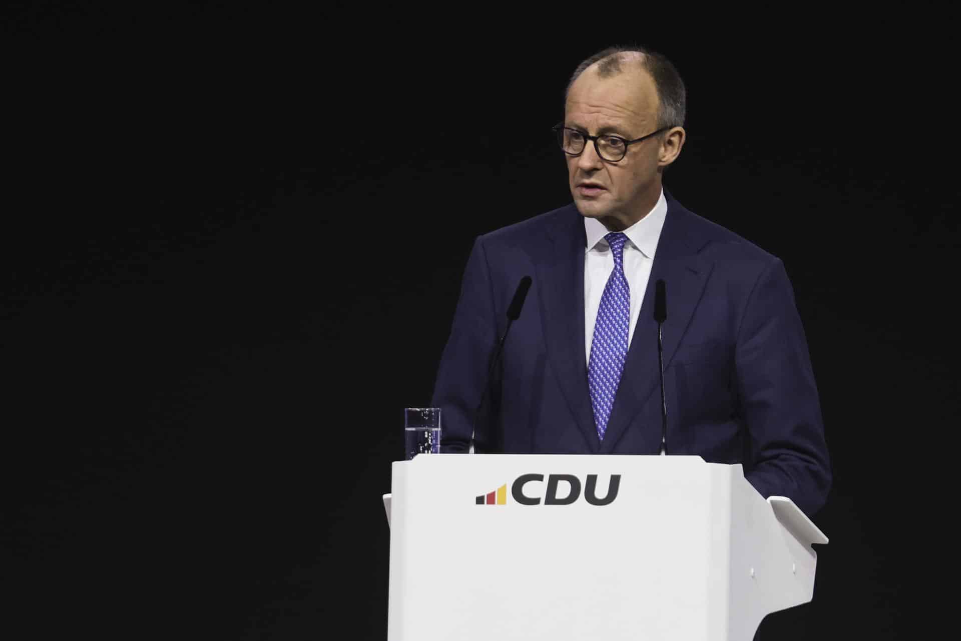El canciller alemán Friedrich Merz, este viernes durante la 38ª Convención Federal del Partido Democrático Cristiano (CDU) en Stuttgart, Alemania. EFE/EPA/RONALD WITTEK