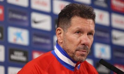 Simeone, durante la rueda de prensa de este sábado. EFE/Víctor Lerena