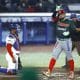 Julián Ornelas (d) de México Rojo celebra una anotación durante un partido de La Serie del Caribe de Béisbol 2026 entre México Rojo y Panamá en el Estadio Panamericano, en Guadalajara (México). EFE/ Francisco Guasco