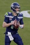 El mariscal de campo de los Seattle Seahawks, Sam Darnold, en acción contra los New England Patriots en la primera mitad del Super Bowl LX entre los New England Patriots y los Seattle Seahawks en el Levi's Stadium en Santa Clara, California (EE.UU.). EFE/CHRIS TORRES
