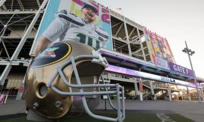 Carteles del Super Bowl LX en el Levi's Stadium en Santa Clara, California, EE.UU. EFE/EPA/CHRIS TORRES