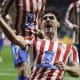 El centrocampista del Atlético de Madrid Johnny Cardoso celebra su gol, segundo de su equipo, durante el partido de vuelta de la fase de acceso a los octavos de Liga de Campeones entre el Atlético de Madrid y el Brujas, este martes en el estadio Riyadh Air Metropolitano en Madrid.- EFE/Juanjo Martín
