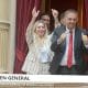 Captura de video tomada de una transmisión de la Honorable Cámara de Diputados de Argentina de la secretaria General de la Presidencia argentina, Karina Milei (i), celebrando junto al jefe de gabinete Manuel Adorni este viernes, tras la aprobación de la reforma laboral en Buenos Aires (Argentina). EFE/ Honorable Cámara de Diputados