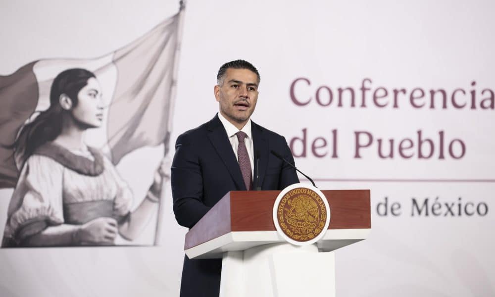 El secretario de Seguridad y Protección Ciudadana, Omar García Harfuch, habla en una rueda de prensa en Palacio Nacional de la Ciudad de México (México). Imagen de archivo. EFE/José Méndez