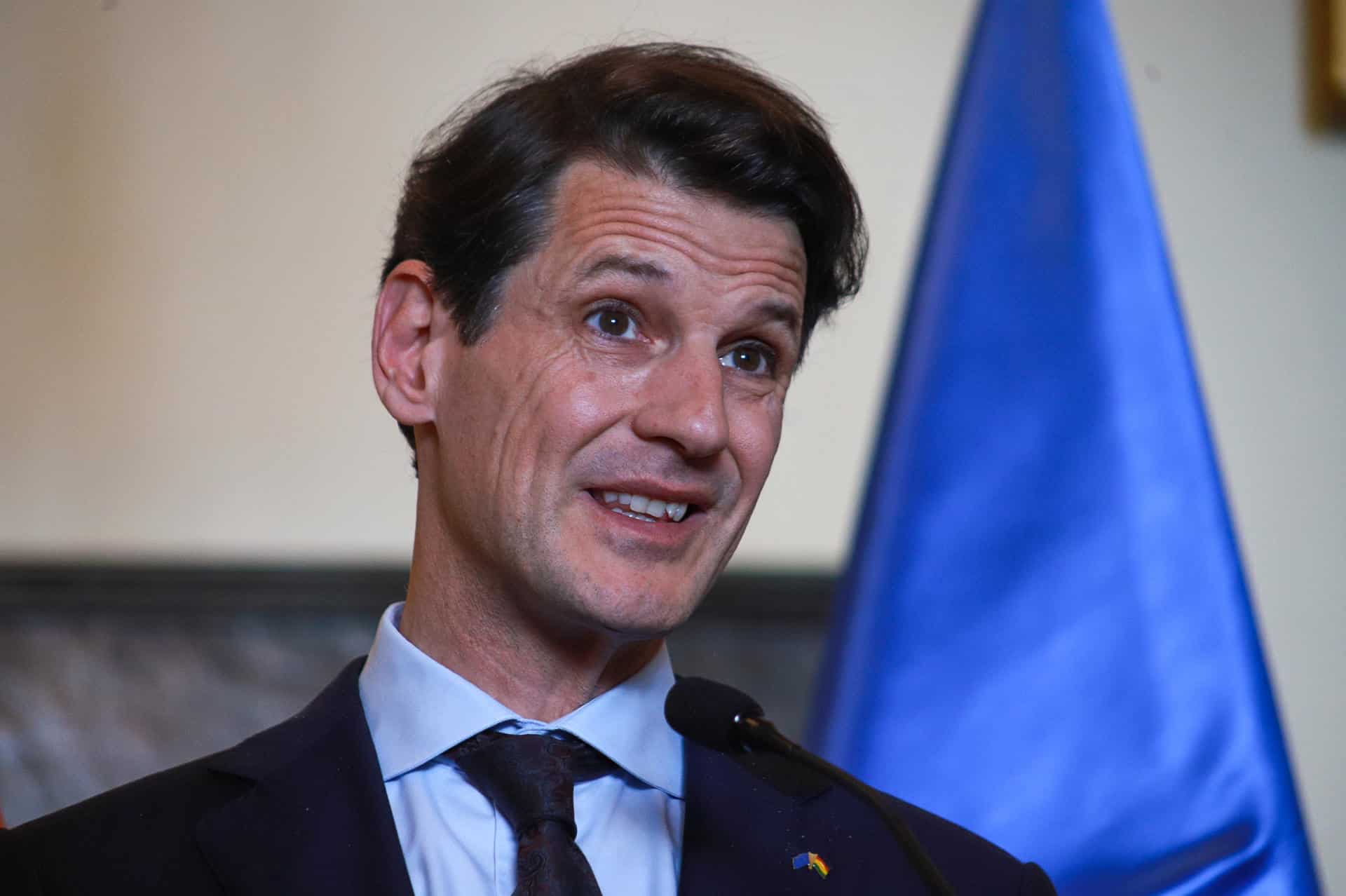 El director ejecutivo para las Américas del Servicio Europeo de Acción al Exterior (SEAE), Pelayo Castro, habla en una rueda de prensa en la cancillería este jueves, en La Paz (Bolivia). EFE/ Gabriel Márquez