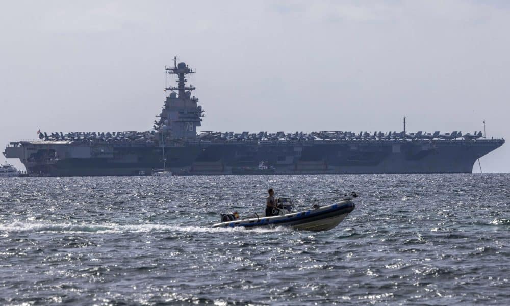 Fotografía de archivo del 3 de octubre de 2025 que muestra el portaaviones nuclear estadounidense USS Gerald R. Ford a su llegada a Palma en las Islas Baleares (España). EFE/Cati Cladera