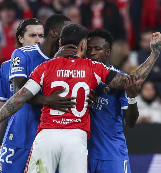 LiVinicius Junior (d) y Otamendi (2-d) en Lisbo, Portugal. EFE/EPA/MIGUEL A. LOPES