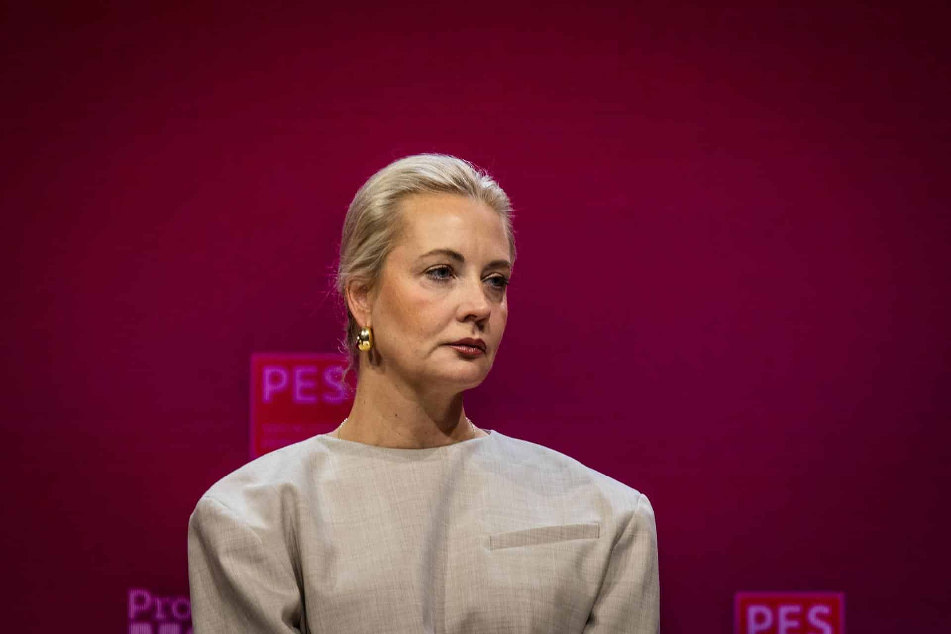 La activista rusa de derechos humanos Yulia Navalnaya, viuda del líder de la oposición rusa Alexei Navalni, en La Haya, Países Bajos, 8 de noviembre de 2025.  EFE/EPA/KOEN VAN WEEL