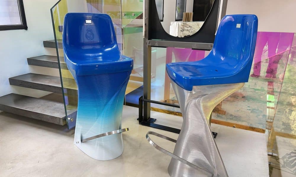 Asientos del Bernabéu en el ‘showroom’ de Nagami en Madrid. EFE/Paula Yue