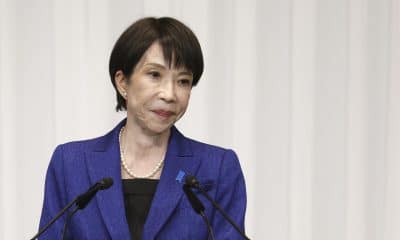 Tokyo (Japan), 09/02/2026.- La primera ministra de Japón, Sanae Takaichi, líder del gobernante Partido Liberal Democrático (PLD), habla durante una conferencia de prensa en la sede del PLD en Tokio, Japón, el 9 de febrero de 2026. EFE/EPA/FRANCK ROBICHON / POOL