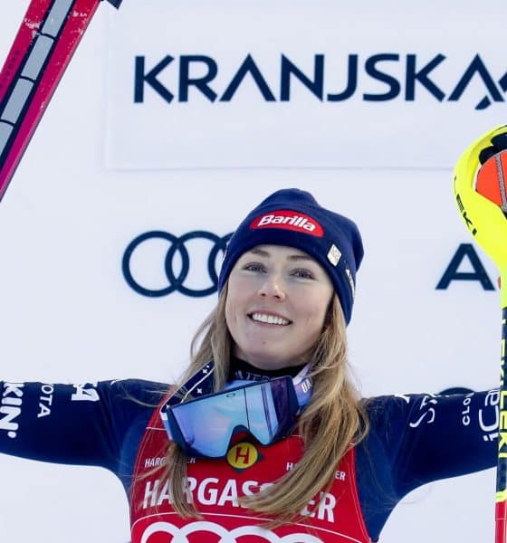 Fotografía de archivo de esta temporada 2026 de la esquiadora estadounidense Mikaela Shiffrin en Eslovenia. EFE/EPA/ANTONIO BAT