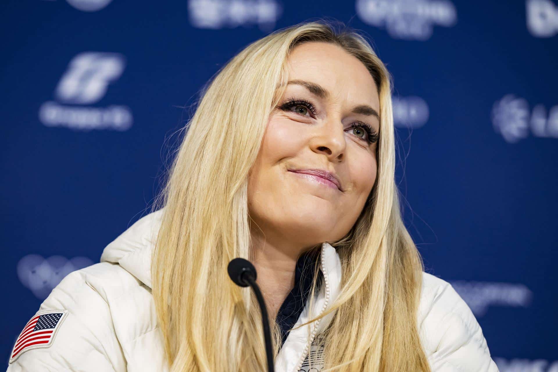 La esquiadora estadounidense Lindsey Vonn, durante una rueda de prensa con motivo de los Juegos de Invierno Milano Cortina 2026. EFE/JEAN-CHRISTOPHE BOTT