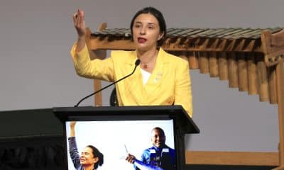 La ministra de Agricultura y Desarrollo Rural de Colombia, Martha Carvajalino, habla durante la instalación de la II Conferencia Internacional de Reforma Agraria y Desarrollo Rural este martes, en Cartagena de Indias (Colombia). EFE/ Ricardo Maldonado Rozo