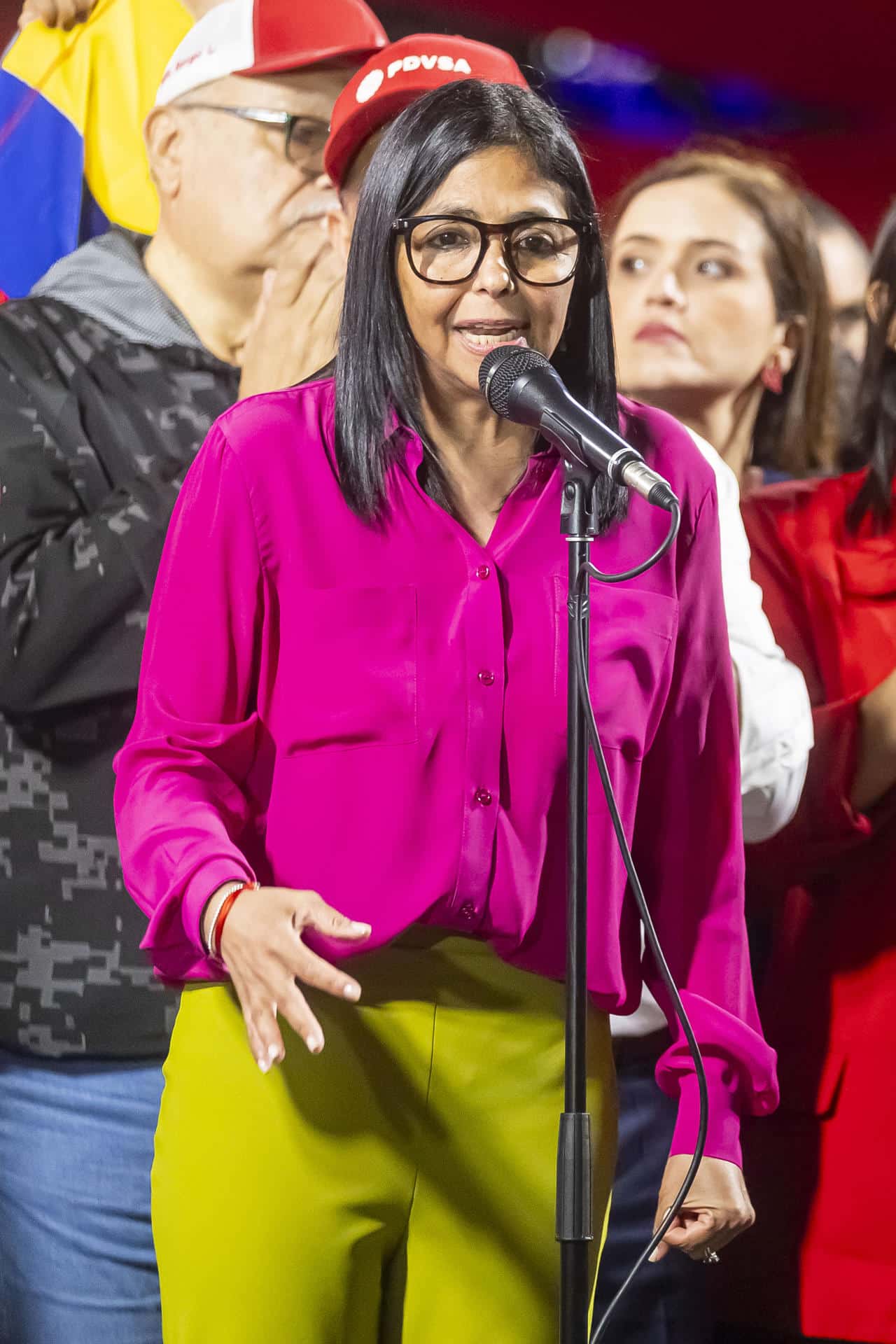 Fotografía del 29 de enero del 2026 donde se observa a la presidenta encargada de Venezuela, Delcy Rodríguez, hablando durante una actividad de gobierno en Caracas (Venezuela). EFE/ Miguel Gutiérrez