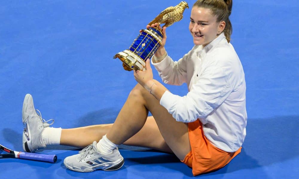 La checa Karolina Muchova en la final del WTA 1.000 de Doha. EFE/EPA/NOUSHAD THEKKAYIL