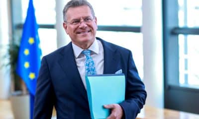 El comisario europeo de comercio y seguridad económica, Maros Sefcovic, el pasado miércoles en Bruselas. EFE/EPA/OLIVIER HOSLET