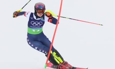Mikaela Shiffrin, durante el slalom de la Combinada en los Juegos Olímpicos de Invierno 2026.EFE/EPA/ANDREA SOLERO