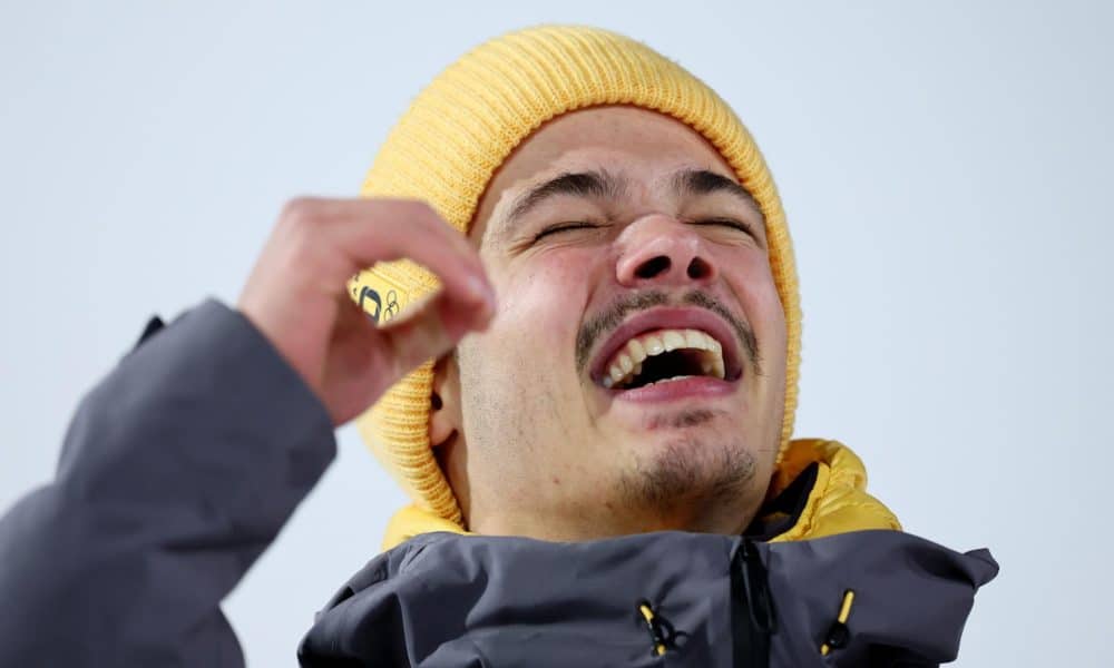 El alemán Philipp Raimund tras ganar la final de saltos de esquí nórdico en Predazzo (Italia) EFE/EPA/HANNIBAL HANSCHKE