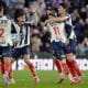 Jugadores de Monterrey celebran un gol en el estadio BBVA, en Guadalupe (México). EFE/ Miguel Sierra