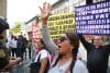 Personas sostienen carteles durante una manifestación en rechazo al presidente interino, José Jerí, frente al Congreso de Perú este martes, en Lima (Perú). EFE/ Paolo Aguilar