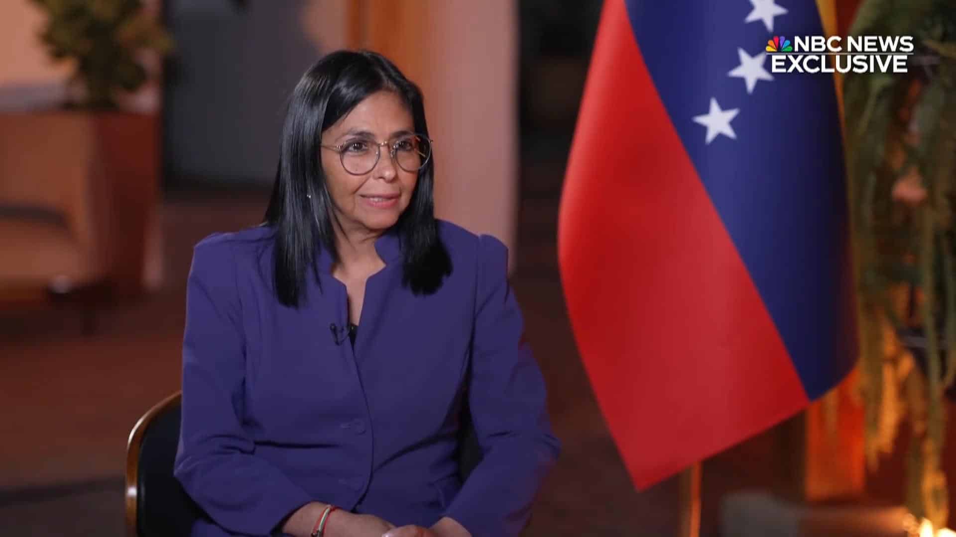 Captura de video cedida por NBC News que muestra a la presidenta encargada de Venezuela, Delcy Rodríguez, en Caracas (Venezuela). EFE/ Kristen Welker / NBC News /SOLO USO EDITORIAL/ NO VENTAS/ SOLO DISPONIBLE PARA ILUSTRAR LA NOTICIA QUE ACOMPAÑA (CRÉDITO OBLIGATORIO)