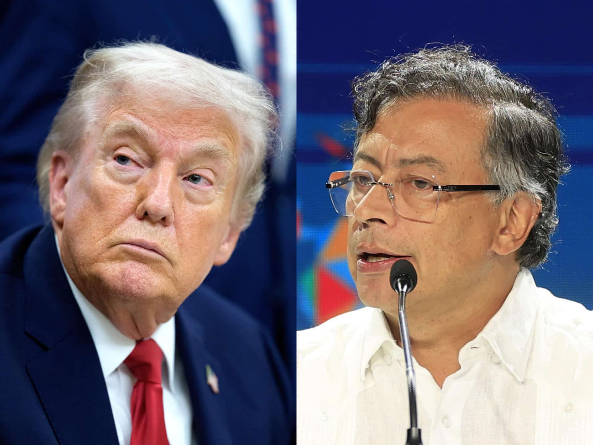 Combo de fotografías de archivo que muestran al presidente de Estados Unidos, Donald Trump (i), y al presidente de Colombia, Gustavo Petro. EFE/ Aaron Schwartz / Bienvenido Velasco/ ARCHIVO