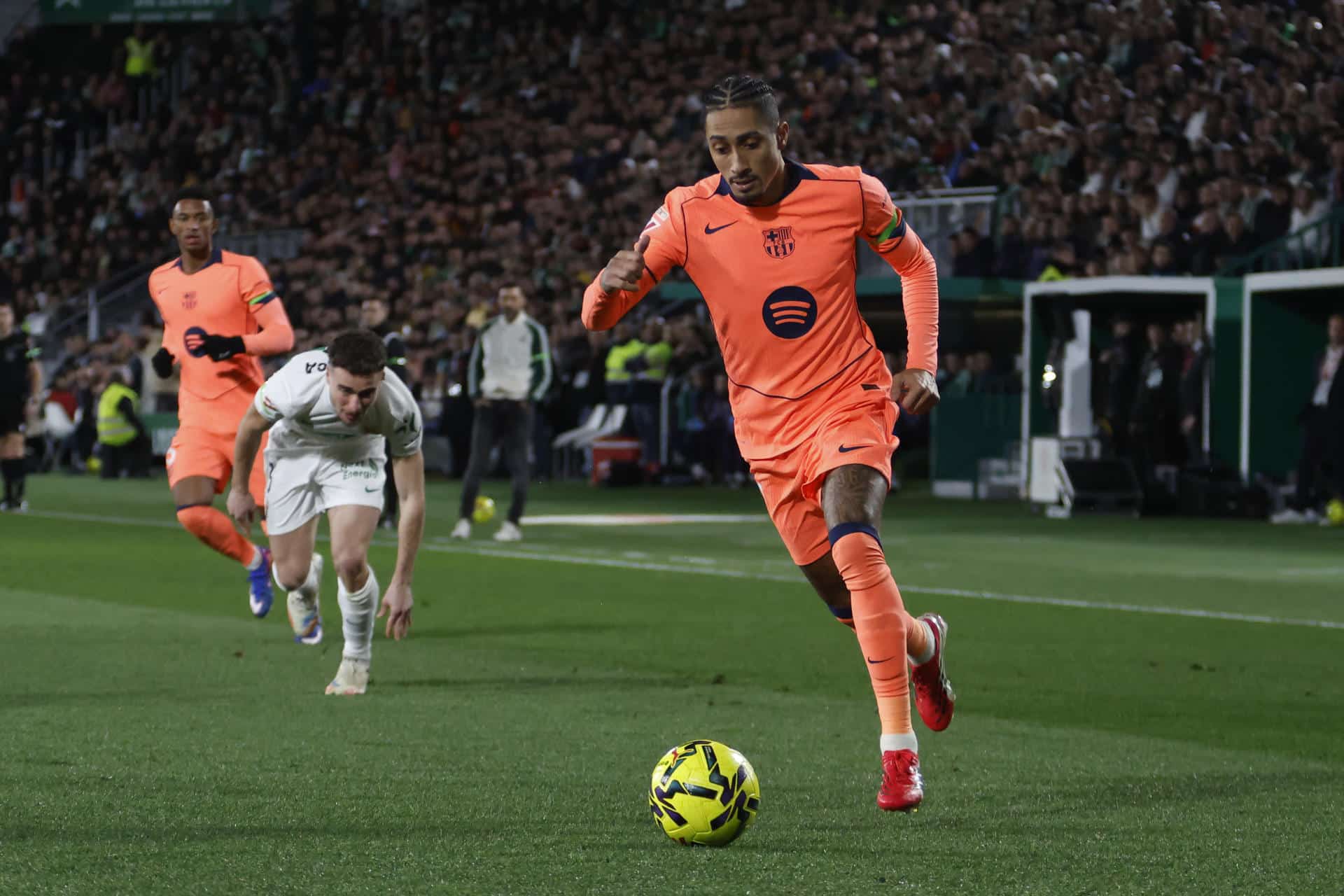 El delantero brasileño del FC Barcelona, Raphinha. EFE / Pablo Miranzo.