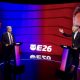 Los dos candidatos a las elecciones del FC Barcelona, Joan Laporta (i) y Víctor Font (d), durante el segundo y último debate electoral organizado este jueves por la Corporació Catalana de Mitjans Audiovisuals. EFE/Quique García