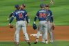 Jugadores de Estados Unidos celebran tras ganar este domingo un partido del Clásico Mundial de Béisbol frente a República Dominicana en el estadio LoanDepot Park en Miami (Estados Unidos). EFE/ Alberto Boal