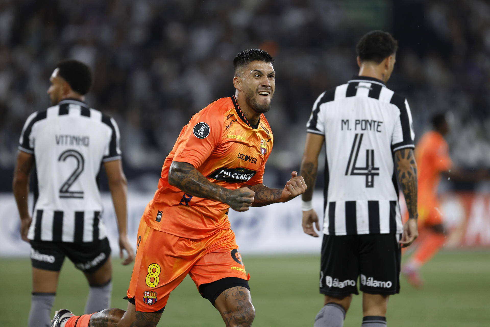 El argentino Milton Céliz le dio el triunfo al Barcelona ante el Botafogo en el estadio Nilton Santos de Río de Janeiro. EFE/Antonio Lacerda