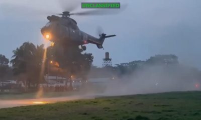 Captura de video cedida por el Comando Sur de EE.UU. que muestra un helicóptero durante un operativo contra organizaciones "terroristas", según anunció el Comando Sur en redes sociales, que fue confirmado a EFE por fuentes del Ministerio de Defensa de Ecuador este martes. EFE/ Comando Sur De EE.UU..