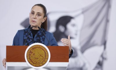 La presidenta de México, Claudia Sheinbaum, habla durante una rueda de prensa este viernes en Palacio Nacional de la Ciudad de México (México). EFE/Sáshenka Gutiérrez