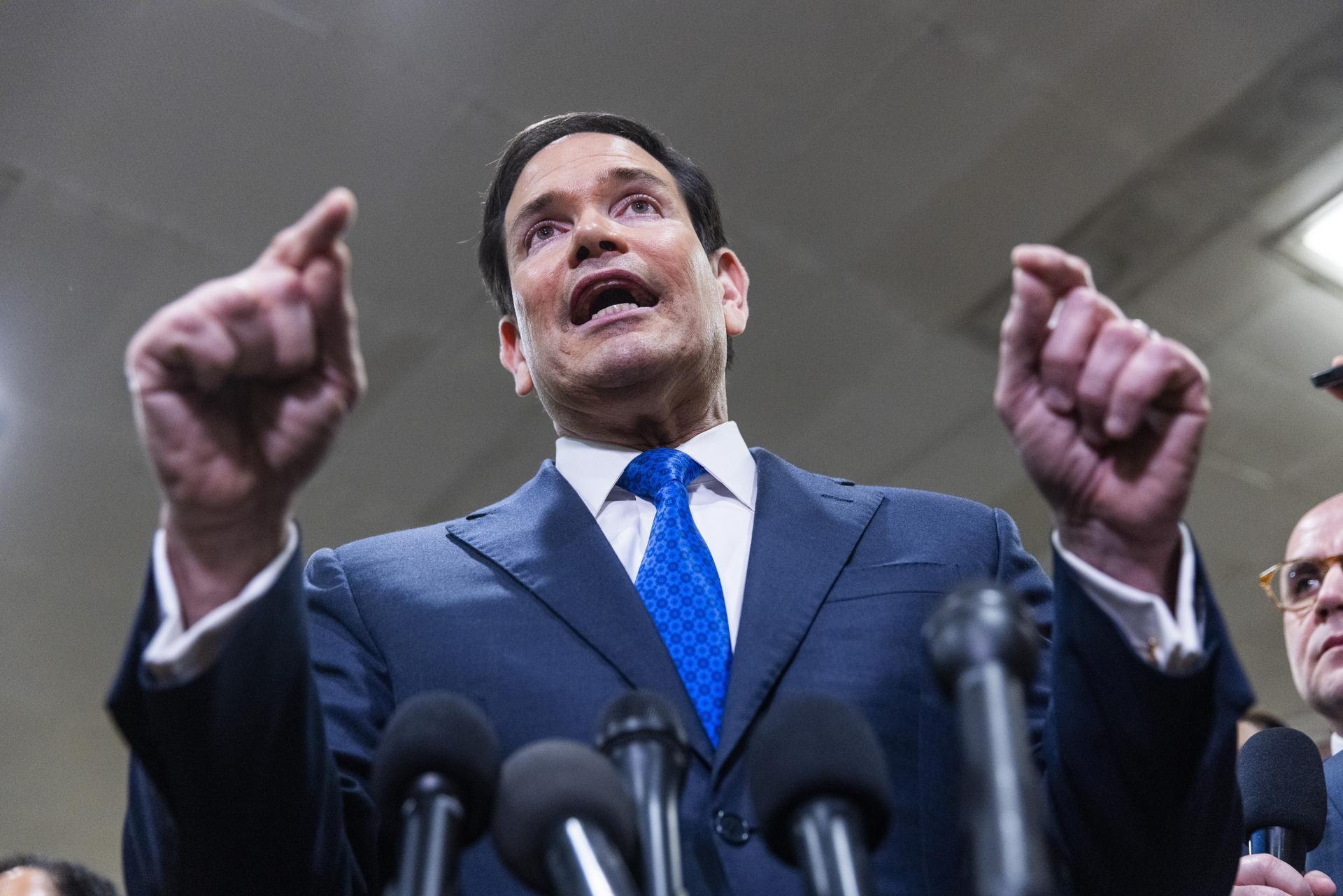 Archivo - WASHINGTON (Estados Unidos), 03/03/2026.- El secretario de Estado estadounidense, Marco Rubio, habla con los medios de comunicación sobre Irán antes de una reunión informativa clasificada con legisladores en el Capitolio. EFE/EPA/JIM LO SCALZO