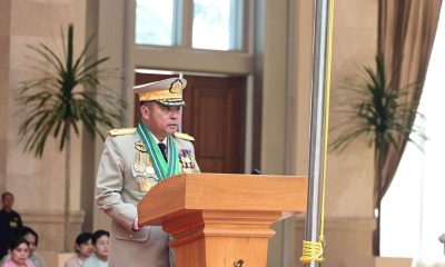 NAIPYIDO, 30/03/2026.- El general Ye Win Oo, quien tomó este lunes los mandos del Ejército de Birmania (Myanmar), pronuncia un discurso tras una ceremonia en Naipyidó. EFE/ Canal Público Birmano Mrtv SOLO USO EDITORIAL/SOLO DISPONIBLE PARA ILUSTRAR LA NOTICIA QUE ACOMPAÑA (CRÉDITO OBLIGATORIO)