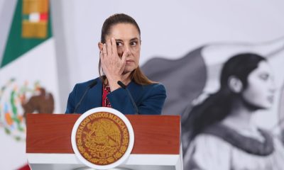 La presidenta de México, Claudia Sheinbaum, habla este miércoles durante una rueda de prensa en Palacio Nacional de la Ciudad de México (México). EFE/Mario Guzmán