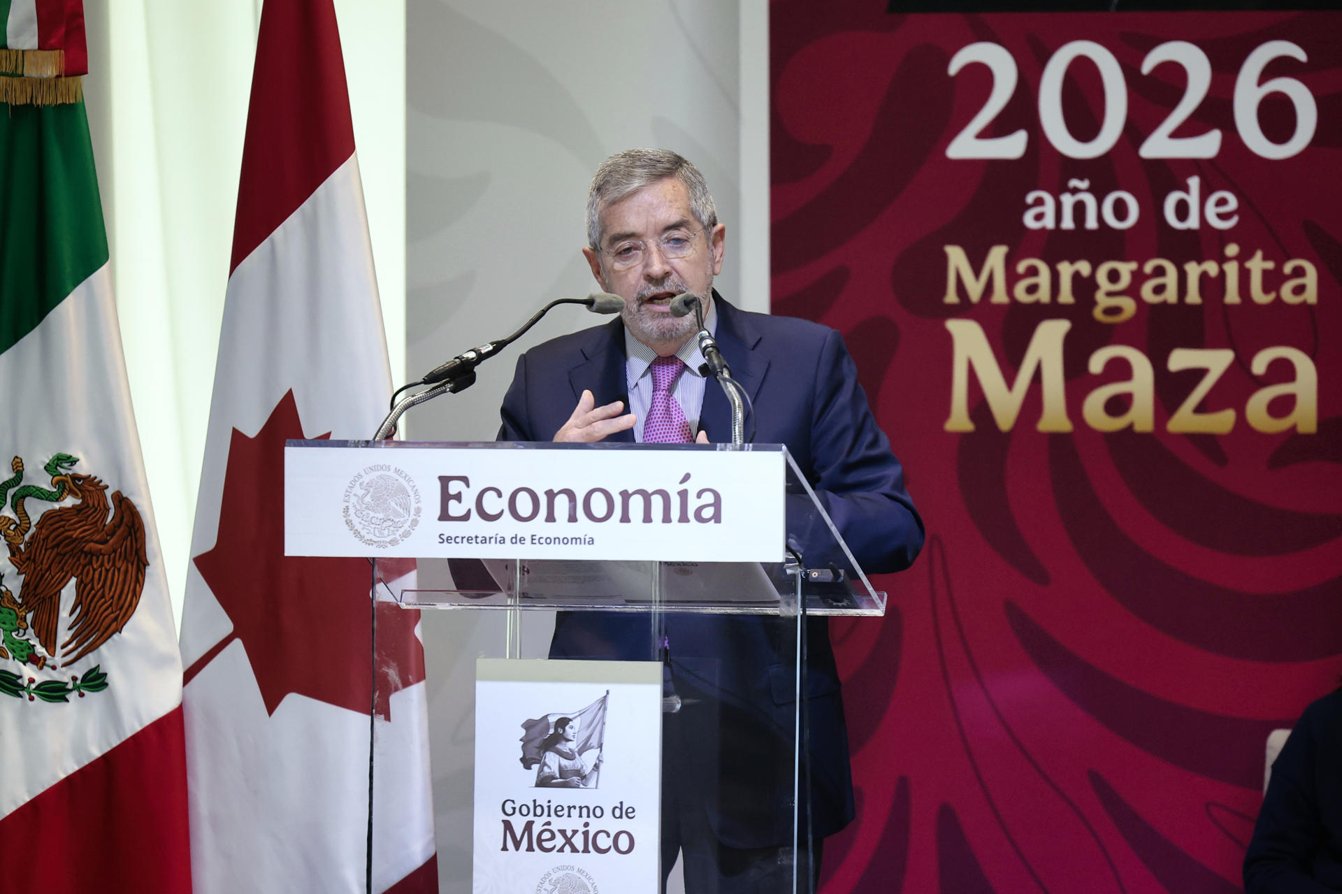 El canciller mexicano, Juan Ramón de la Fuente participa durante una conferencia de prensa este jueves, en Ciudad de México (México). EFE/José Méndez