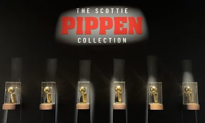 Fotografía que muestra trofeos ganados en la NBA que forman parte de la colección del exbasquetbolista Scottie Pippen en Nueva York (Estados Unidos). EFE/Jan Téllez Asensio