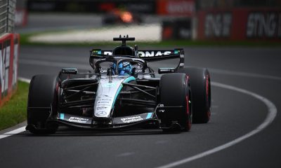El británico George Russell (Mercedes) registró este sábado la vuelta más rápida en la tercera y última segunda sesión de entrenamientos libres en el circuito de Melbourne, donde este fin de semana se disputará el Gran Premio de Australia, primera carrera de la temporada 2026 EFE/EPA/JOEL CARRETT EDITORIAL USE ONLY AUSTRALIA AND NEW ZEALAND OUT