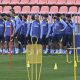 Los jugadores del Atlético, durante el entrenamiento de este sábado. EFE/ Fernando Villar
